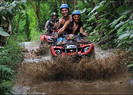 ATV riders on Balaji Adventure valley trail near Ubud