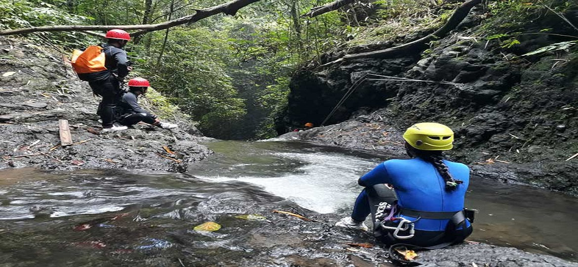 Advanced canyoning at Aling Canyon in North Bali