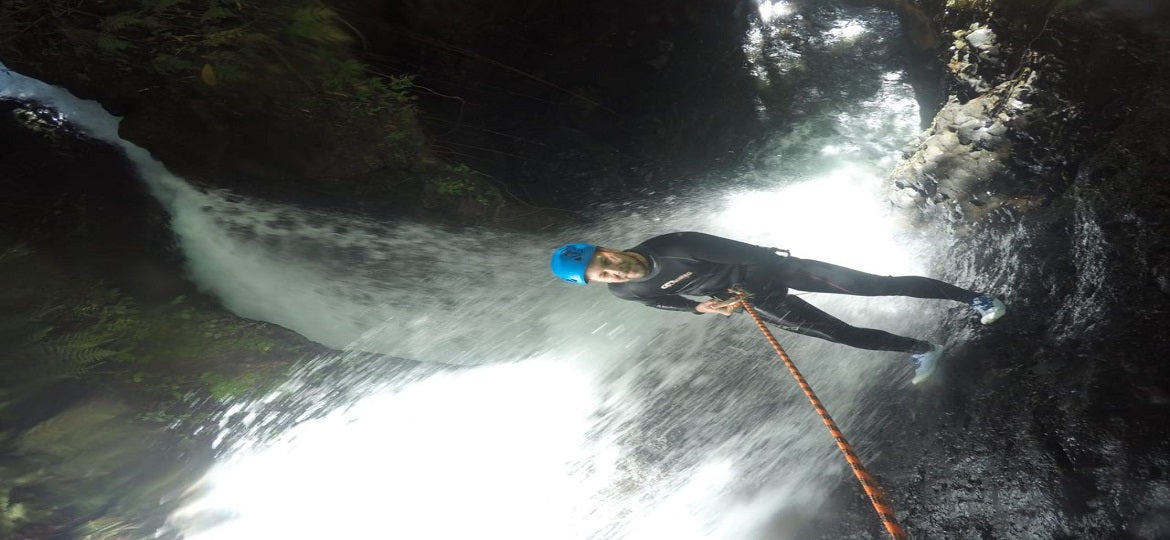 Canyoning guide and rappeller at Yeh Lampah Bali